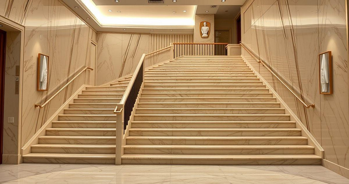 Escada de Mármore Bege: Elegância e Versatilidade para seu Espaço